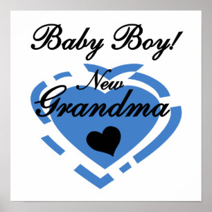 New Oma Baby Boy Blue Heart Geschenke Poster