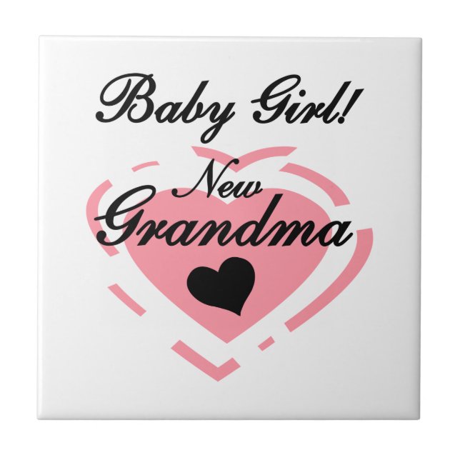 New Oma Baby Girl Pink Heart Geschenke Fliese (Vorderseite)
