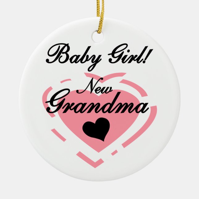 New Oma Baby Girl Pink Heart Geschenke Keramikornament (Vorne)