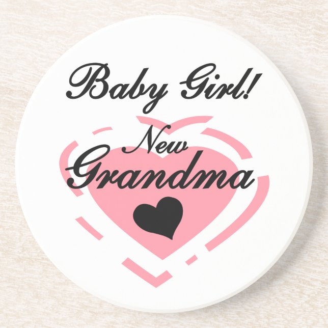 New Oma Baby Girl Pink Heart Geschenke Sandstein Untersetzer (Vorne)