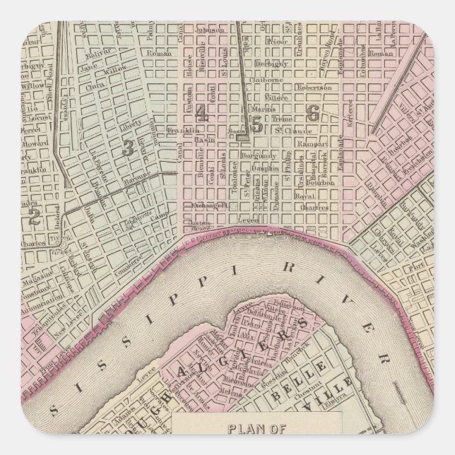 New Orleans 3 Quadratischer Aufkleber (Vorderseite)