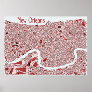 New Orleans Abstrakte Karte Poster