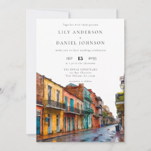 New Orleans Aquarell-Hochzeit in einem Einladung