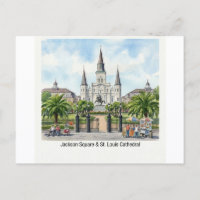New Orleans Aquarell - Jackson Square St. Louis