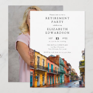 New Orleans Aquarell-Ruhestandsfeier-Foto Einladung