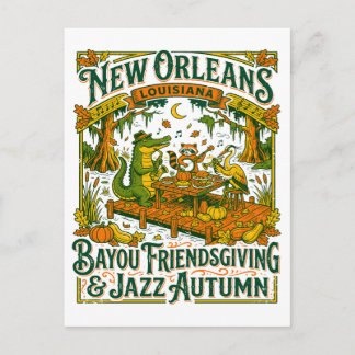 New Orleans Bayou Friendsgiving und Jazz Herbst Postkarte