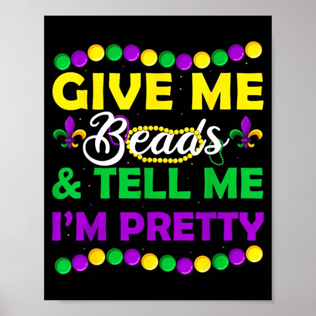 New Orleans Beads Mardi Gras Party Apparel Funny W Poster (Vorne)