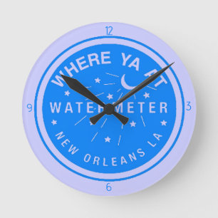 New Orleans Blue Water Meter Clock Runde Wanduhr