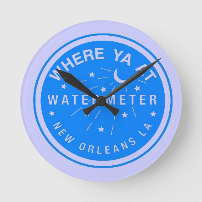 New Orleans Blue Water Meter Clock Runde Wanduhr (Vorderseite)