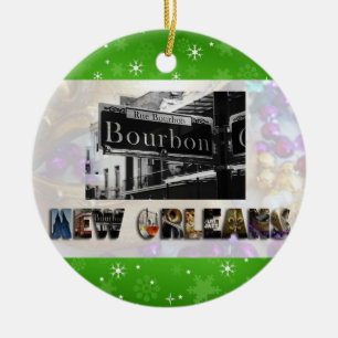 New Orleans Bourbon St Beans NOLA Keramik Ornament