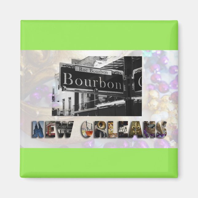 New Orleans Bourbon Street Beads NOLA Magnet (Vorne)