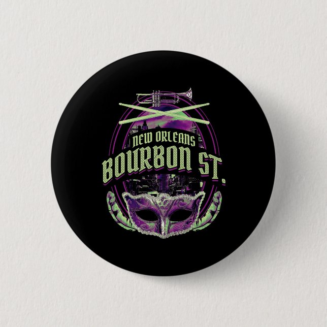New Orleans Bourbon Street Mardi Gras French Quart Button (Vorderseite)