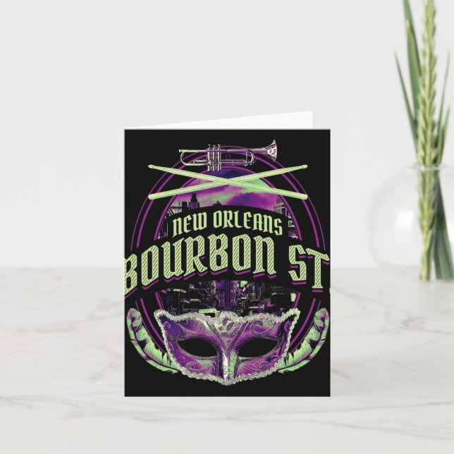 New Orleans Bourbon Street Mardi Gras French Quart Karte (Vorderseite)