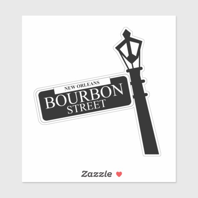 New Orleans Bourbon Street Sign Aufkleber (Blatt)