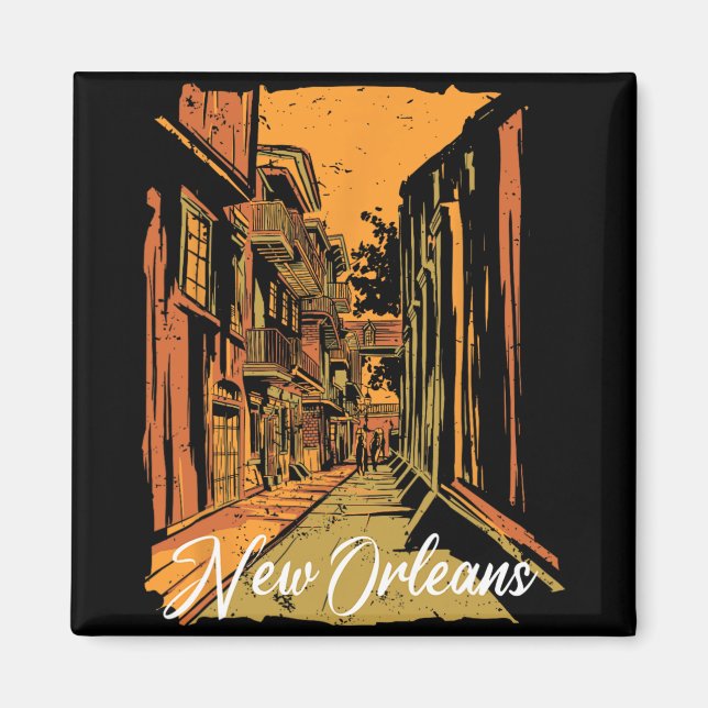 New Orleans Bourbon Street Souvenir French Quarter Magnet (Vorne)