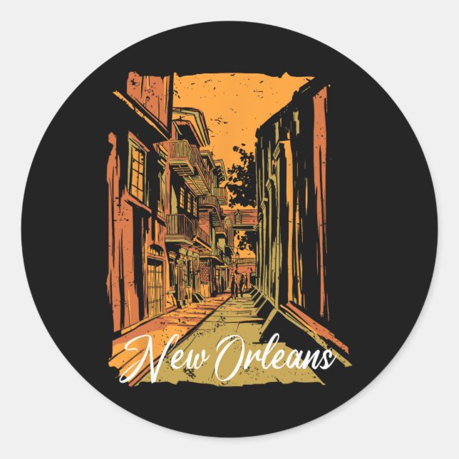 New Orleans Bourbon Street Souvenir French Quarter Runder Aufkleber (Vorderseite)