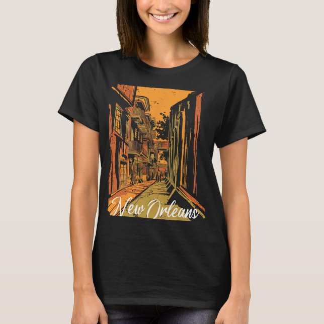 New Orleans Bourbon Street Souvenir French Quarter T-Shirt (Vorderseite)