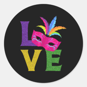 New Orleans Carnival Party Rosa Villa Saroli Runder Aufkleber
