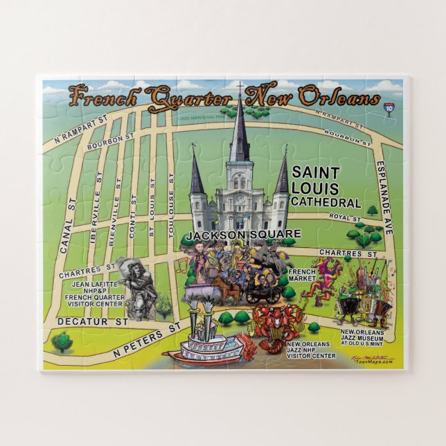 New Orleans Cartoon Karte Puzzle (Horizontal)