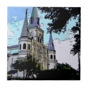 New Orleans Cathedral Altes Aussehen Fliese