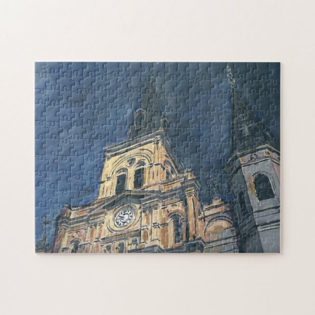 New Orleans Cathedral am Night Jig Saw Puzzle (Horizontal)