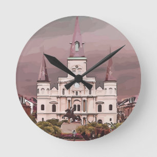 New Orleans Cathedral Runde Wanduhr