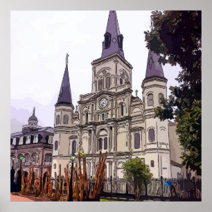 New Orleans Cathedral Winter Poster