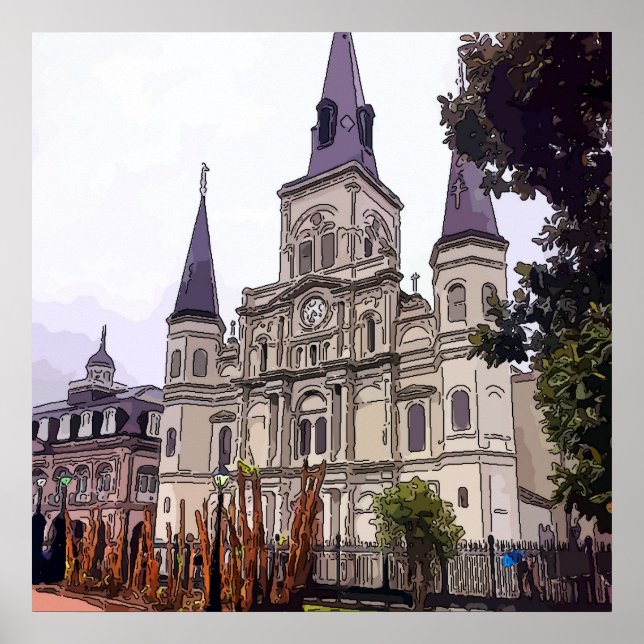 New Orleans Cathedral Winter Poster (Vorne)