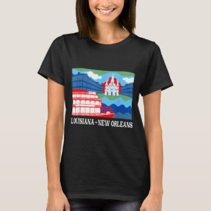 New Orleans City Skyline Dampfer Louisiana T-Shirt