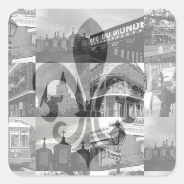 New Orleans Collage [Square Stickers] Quadratischer Aufkleber (Vorderseite)