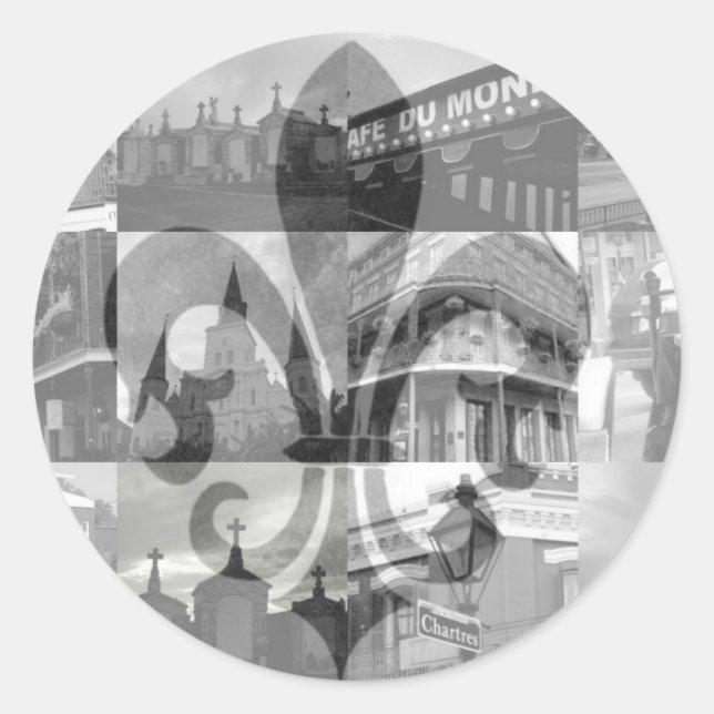 New Orleans Collage [Stickers] Runder Aufkleber (Vorderseite)