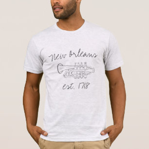 New Orleans Cool Jazz Trumpet Handwrite, est. 1718 T-Shirt