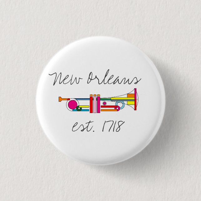 "New Orleans" Cooler Jazz Trumpet Button (Vorderseite)