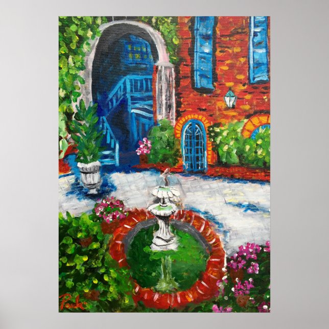 NEW ORLEANS COURTYARD 20" x 28" ART POSTER (Vorne)
