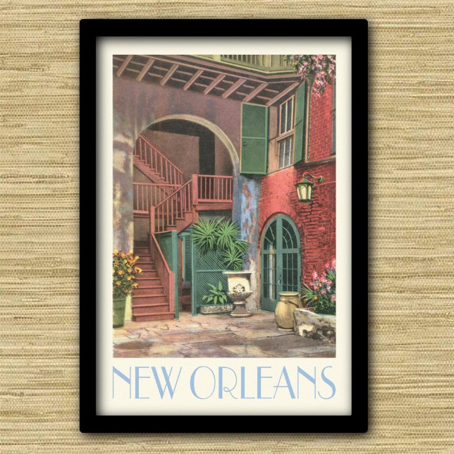 New Orleans Courtyard, Vintage Poster (Von Creator hochgeladen)