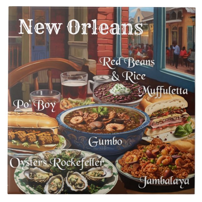 New Orleans Cuisine Foods and Dishes Kitchen Fliese (Vorderseite)