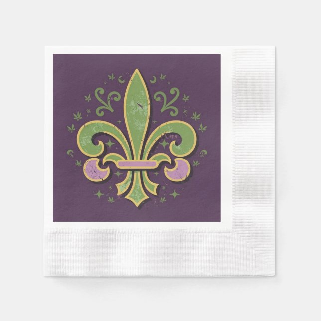 New Orleans fleur-de-lis grün und lila Serviette (Vorderseite)