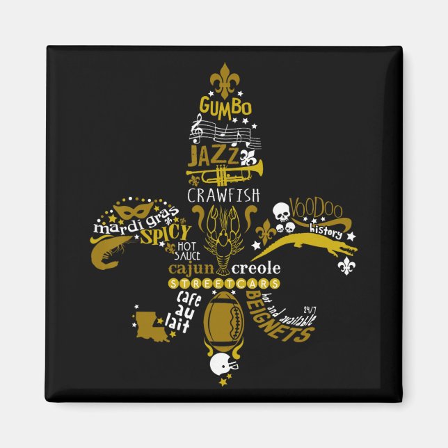 New Orleans Fleur-de-lis Southern Life Men Women  Magnet (Vorne)