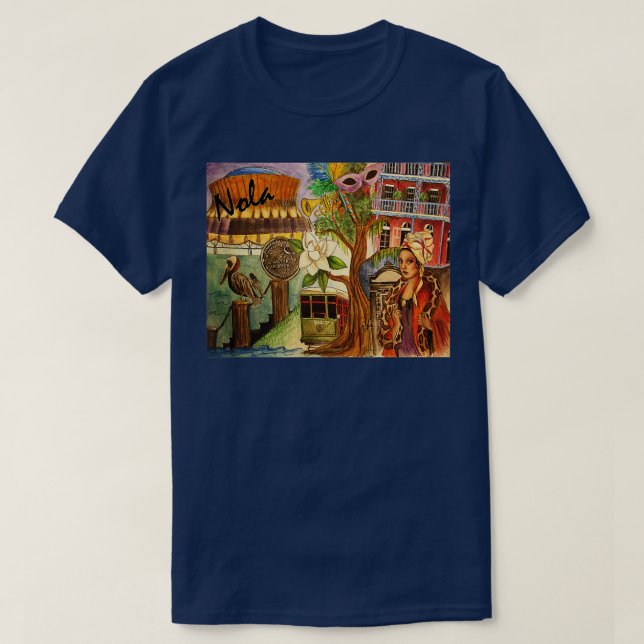 New Orleans Französisch Viertel und mehr T-Shirt (Design vorne)