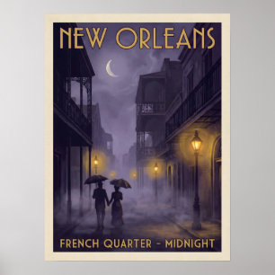 New Orleans French Quarter Mitternacht Gothic Reis Poster