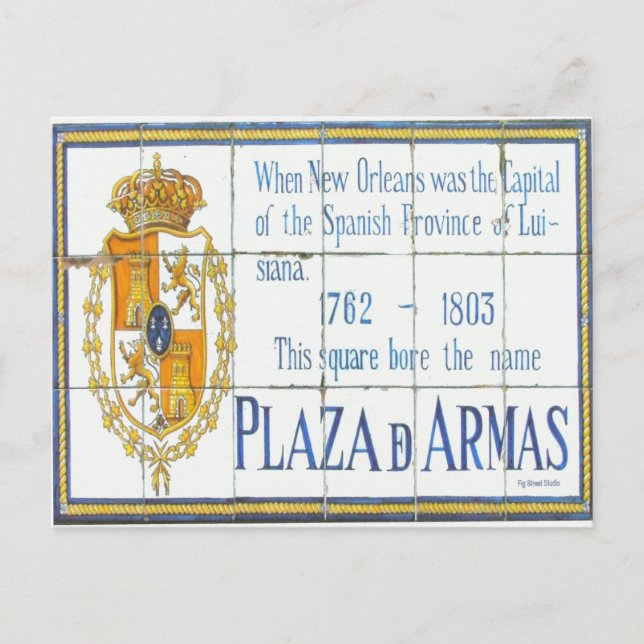 New Orleans French Quarter Plaza D'Armas Zeichen Postkarte (Vorderseite)
