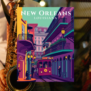 New Orleans French Quarter Retro-Reise Postkarte