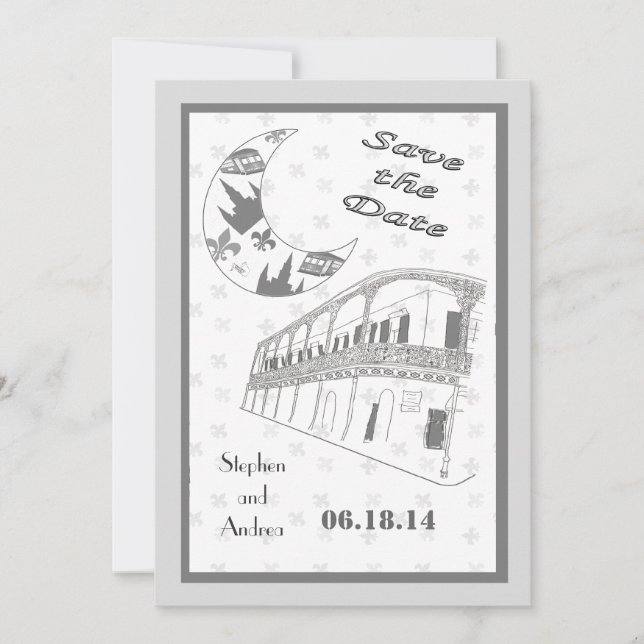 New Orleans French Quarter Save the Date Cards (Vorderseite)