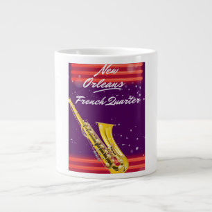 New Orleans French Quarter Saxophon Reiseplakat Jumbo-Tasse