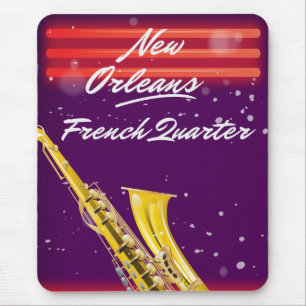 New Orleans French Quarter Saxophon Reiseplakat Mousepad