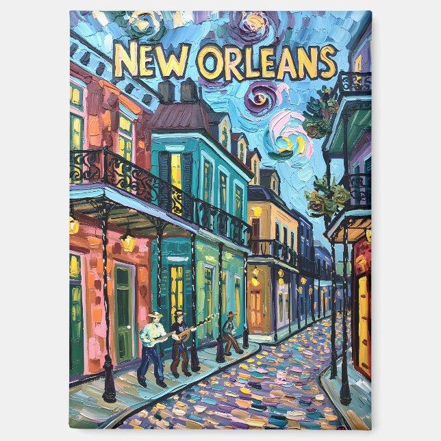 New Orleans French Quarter Travel Van Gogh Style Magnet (Vorderseite)