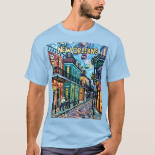 New Orleans French Quarter Van Gogh Stil Vintage T-Shirt