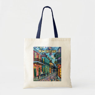 New Orleans French Quarter Van Gogh Stil Vintage Tragetasche