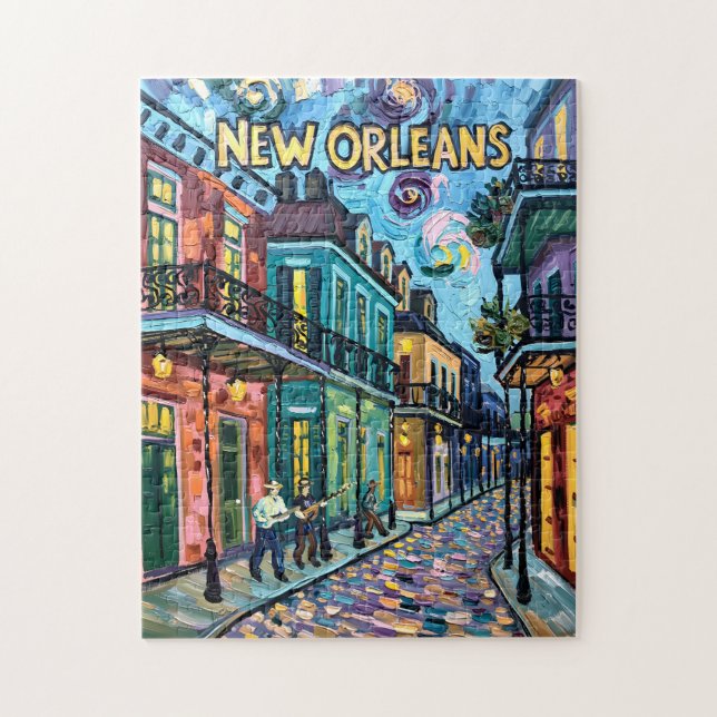 New Orleans French Quarter Van Gogh Style Travel Puzzle (Vertikal)