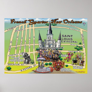 New Orleans Fun Map 24x36 Poster